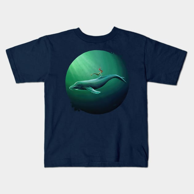 Mermaid and whale Kids T-Shirt by Woojah_art